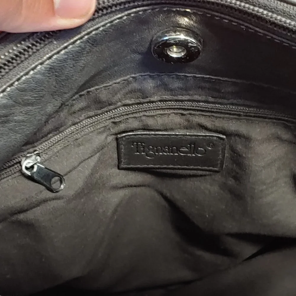 Tignanello Leather Shoulder Hobo Bag‎ Black